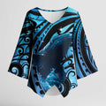 New Zealand Matariki Kimono Sleeve Blouse Maori Humpback Whale Galaxy