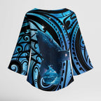 New Zealand Matariki Kimono Sleeve Blouse Maori Humpback Whale Galaxy