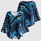 New Zealand Matariki Kimono Sleeve Blouse Maori Humpback Whale Galaxy