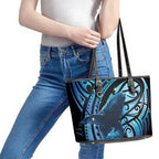 New Zealand Matariki Leather Tote Bag Maori Humpback Whale Galaxy