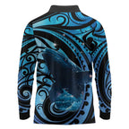New Zealand Matariki Long Sleeve Polo Shirt Maori Humpback Whale Galaxy