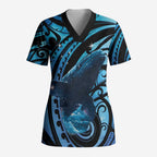 New Zealand Matariki Scrub Top Maori Humpback Whale Galaxy