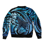 New Zealand Matariki Sleeve Zip Bomber Jacket Maori Humpback Whale Galaxy