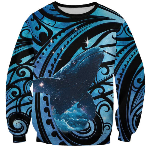 New Zealand Matariki Sweatshirt Maori Humpback Whale Galaxy