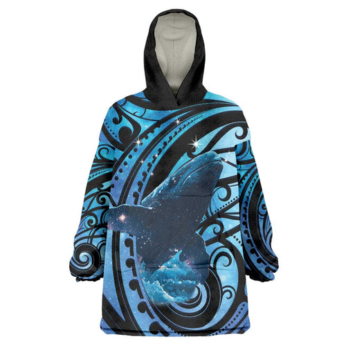 New Zealand Matariki Wearable Blanket Hoodie Maori Humpback Whale Galaxy