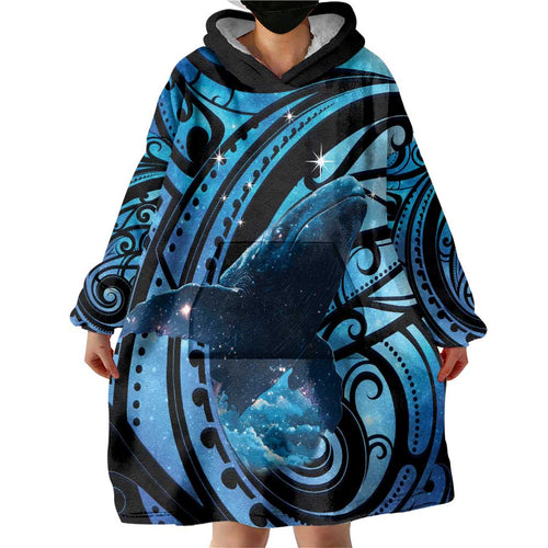 New Zealand Matariki Wearable Blanket Hoodie Maori Humpback Whale Galaxy