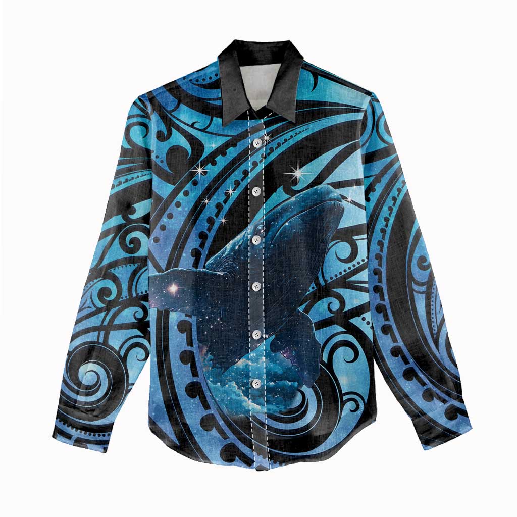 New Zealand Matariki Women Casual Shirt Maori Humpback Whale Galaxy