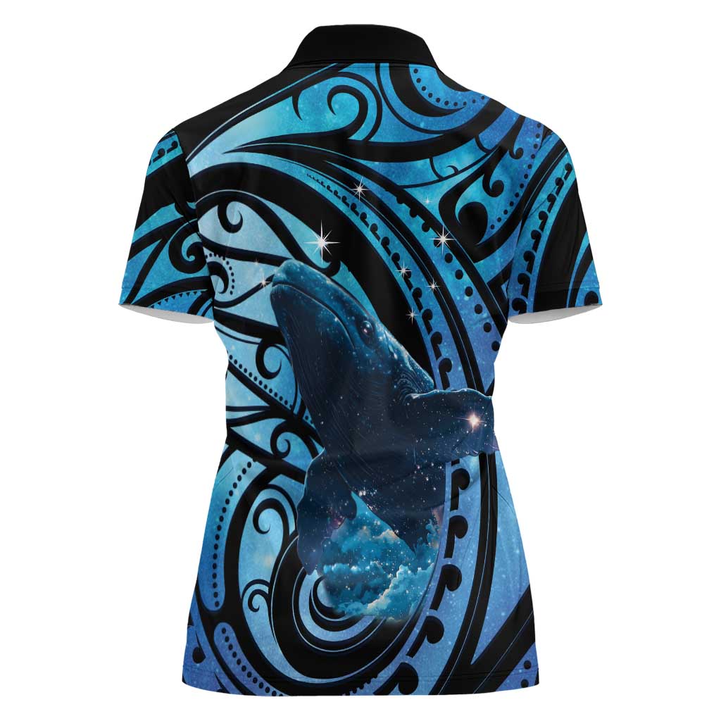 New Zealand Matariki Women Polo Shirt Maori Humpback Whale Galaxy