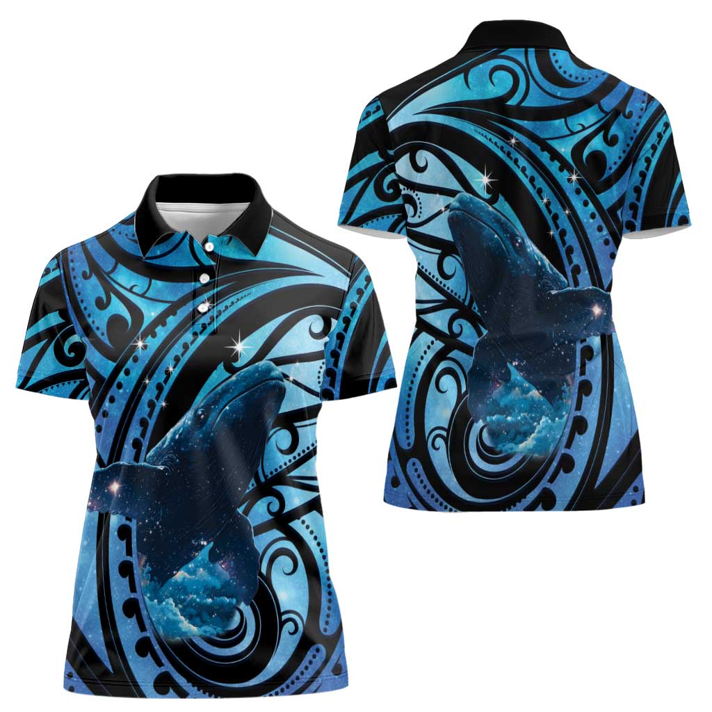 New Zealand Matariki Women Polo Shirt Maori Humpback Whale Galaxy