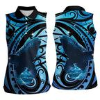 New Zealand Matariki Women Sleeveless Polo Shirt Maori Humpback Whale Galaxy