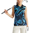 New Zealand Matariki Women Sleeveless Polo Shirt Maori Humpback Whale Galaxy