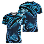 New Zealand Matariki Women V-Neck T-Shirt Maori Humpback Whale Galaxy