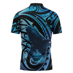 New Zealand Matariki Zipper Polo Shirt Maori Humpback Whale Galaxy