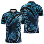 New Zealand Matariki Zipper Polo Shirt Maori Humpback Whale Galaxy