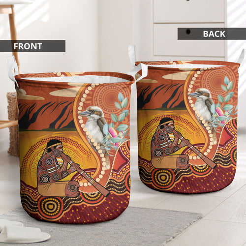 Australia Didgeridoo Laundry Basket Aussie Kookaburra Indigenous Dot Art