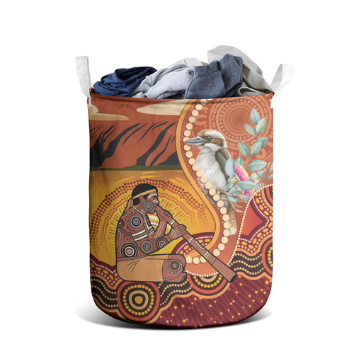 Australia Didgeridoo Laundry Basket Aussie Kookaburra Indigenous Dot Art
