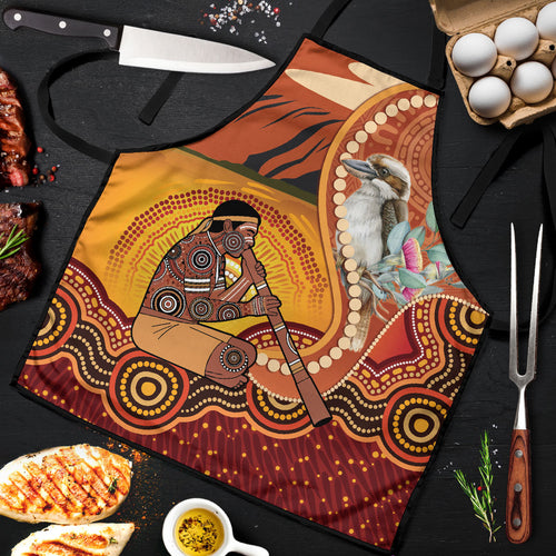 Australia Didgeridoo Apron Aussie Kookaburra Indigenous Dot Art