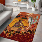 Australia Didgeridoo Area Rug Aussie Kookaburra Indigenous Dot Art