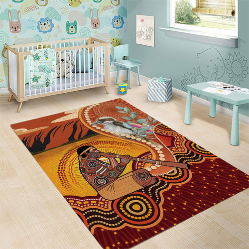 Australia Didgeridoo Area Rug Aussie Kookaburra Indigenous Dot Art