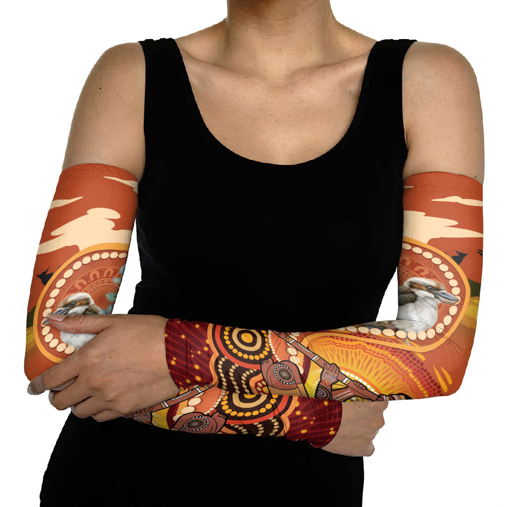 Australia Didgeridoo Arm Sleeves Aussie Kookaburra Indigenous Dot Art