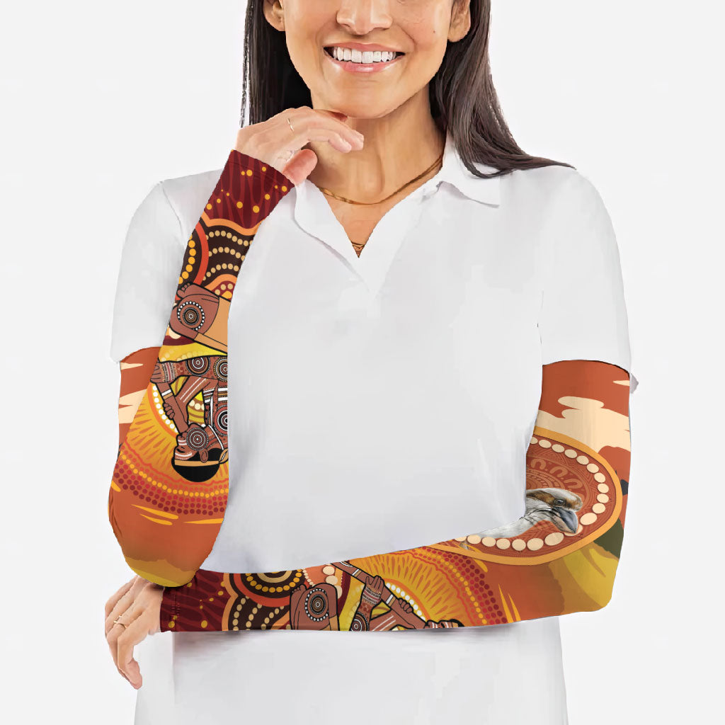 Australia Didgeridoo Arm Sleeves Aussie Kookaburra Indigenous Dot Art