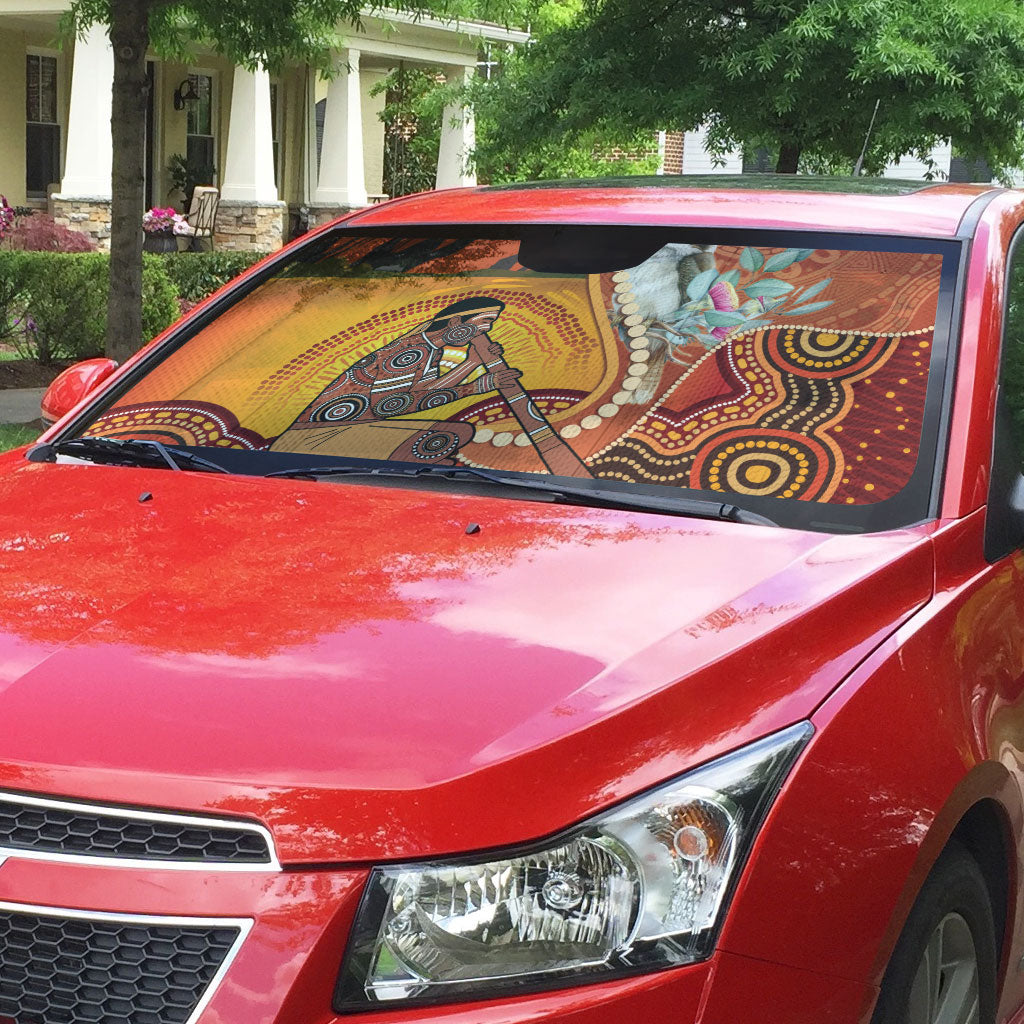 Australia Didgeridoo Auto Sun Shade Aussie Kookaburra Indigenous Dot Art