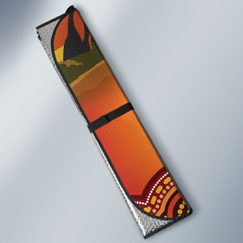 Australia Didgeridoo Auto Sun Shade Aussie Kookaburra Indigenous Dot Art
