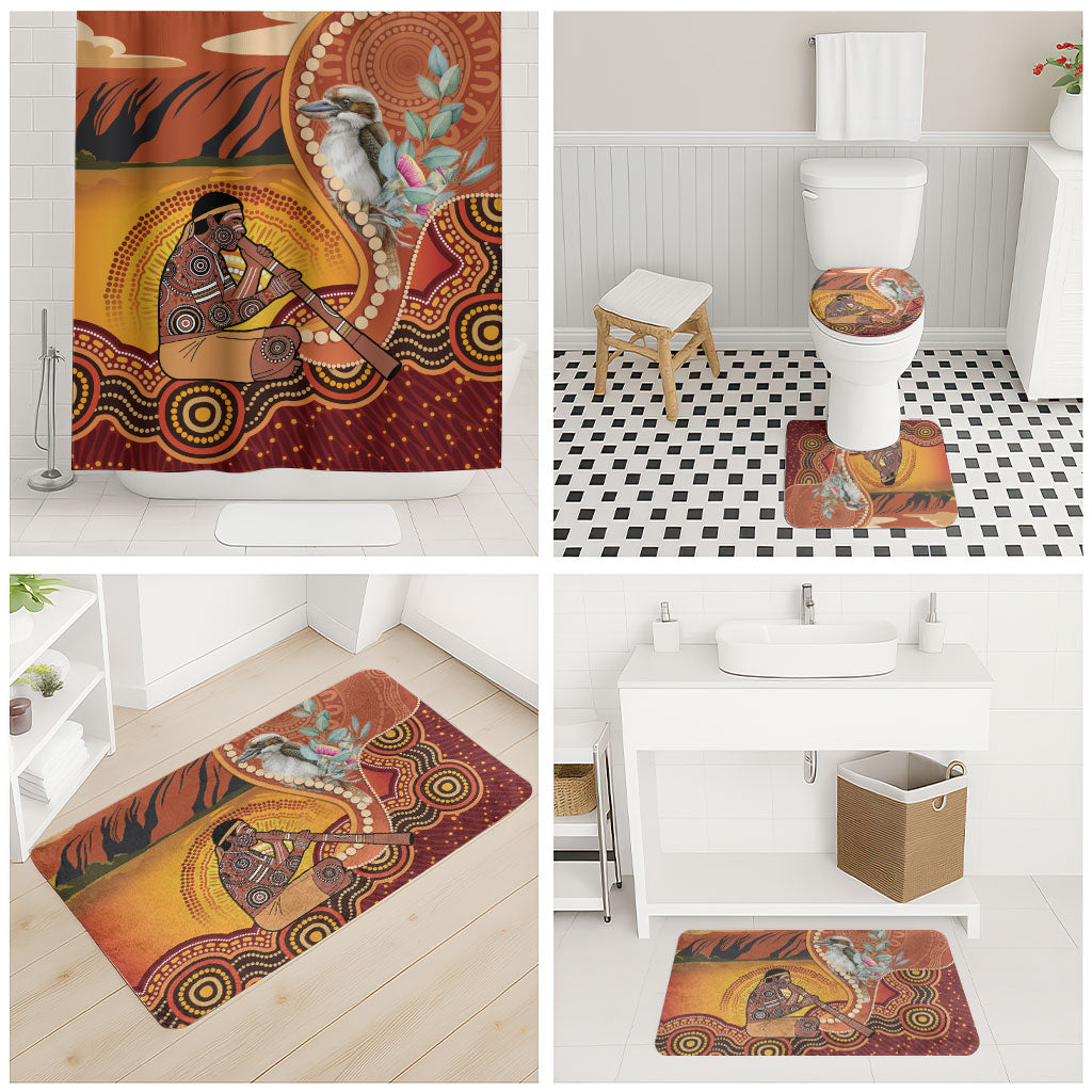 Australia Didgeridoo Bathroom Set Aussie Kookaburra Indigenous Dot Art