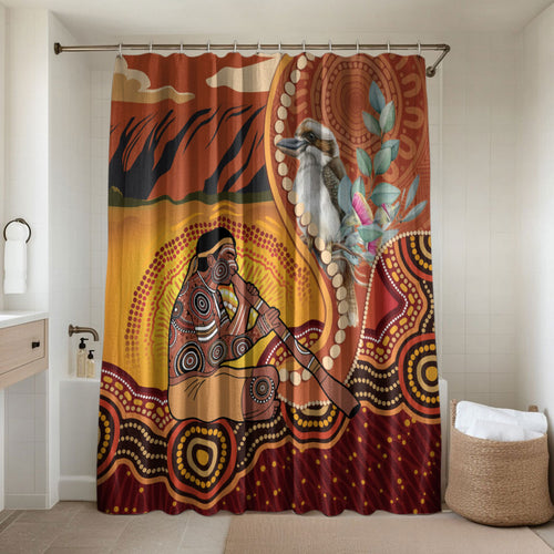 Australia Didgeridoo Bathroom Set Aussie Kookaburra Indigenous Dot Art