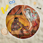 Australia Didgeridoo Beach Blanket Aussie Kookaburra Indigenous Dot Art
