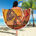 Australia Didgeridoo Beach Blanket Aussie Kookaburra Indigenous Dot Art