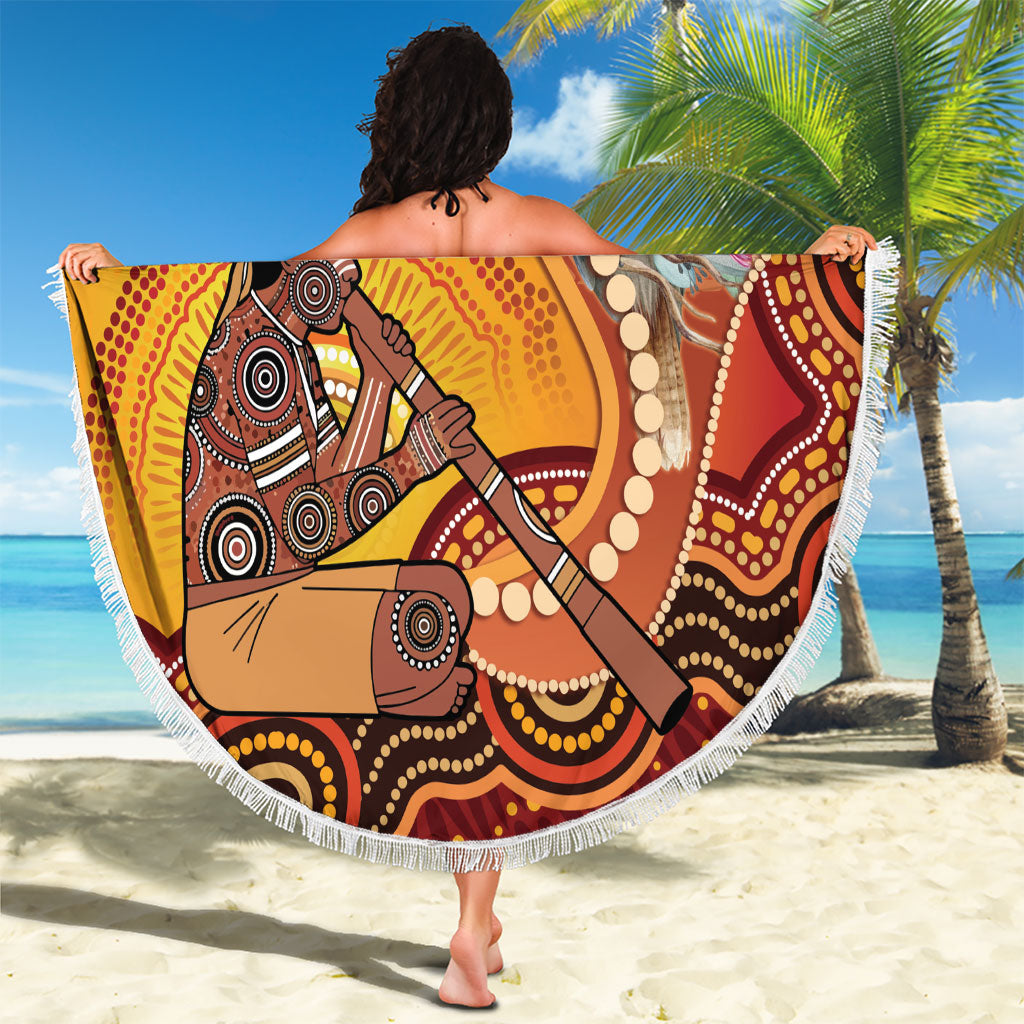 Australia Didgeridoo Beach Blanket Aussie Kookaburra Indigenous Dot Art