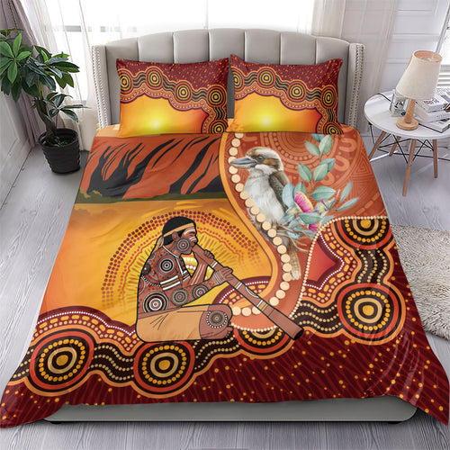 Australia Didgeridoo Bedding Set Aussie Kookaburra Indigenous Dot Art