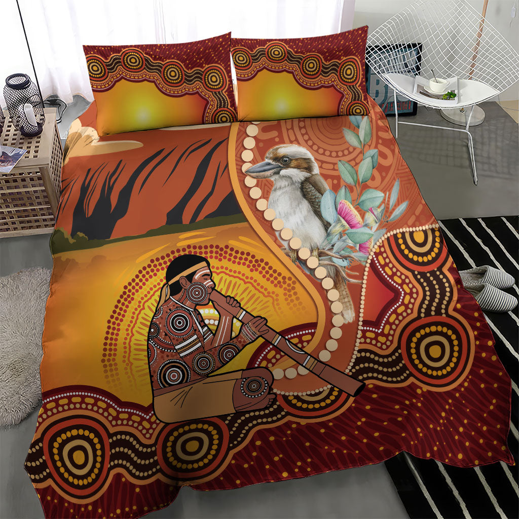 Australia Didgeridoo Bedding Set Aussie Kookaburra Indigenous Dot Art