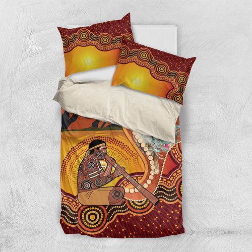 Australia Didgeridoo Bedding Set Aussie Kookaburra Indigenous Dot Art