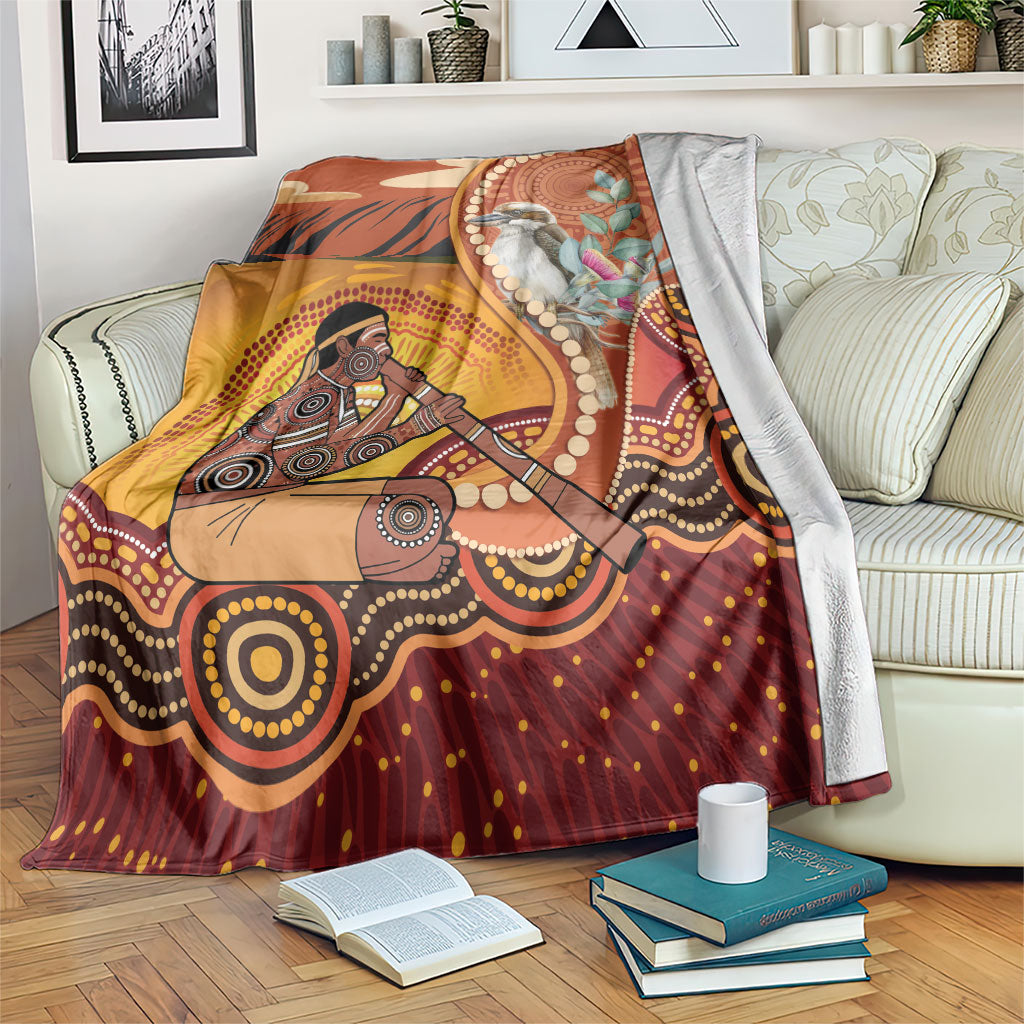 Australia Didgeridoo Blanket Aussie Kookaburra Indigenous Dot Art