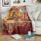 Australia Didgeridoo Blanket Aussie Kookaburra Indigenous Dot Art
