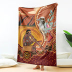 Australia Didgeridoo Blanket Aussie Kookaburra Indigenous Dot Art