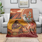 Australia Didgeridoo Blanket Aussie Kookaburra Indigenous Dot Art