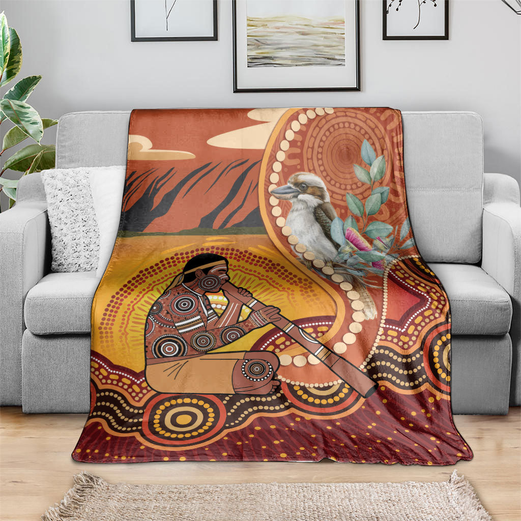 Australia Didgeridoo Blanket Aussie Kookaburra Indigenous Dot Art