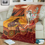 Australia Didgeridoo Blanket Aussie Kookaburra Indigenous Dot Art