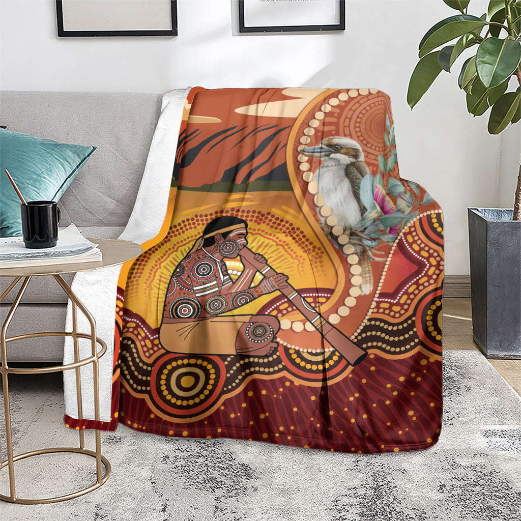 Australia Didgeridoo Blanket Aussie Kookaburra Indigenous Dot Art