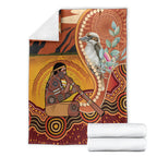 Australia Didgeridoo Blanket Aussie Kookaburra Indigenous Dot Art