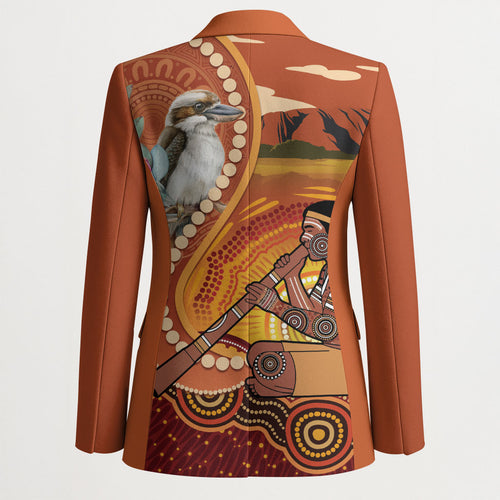 Australia Didgeridoo Blazer Aussie Kookaburra Indigenous Dot Art