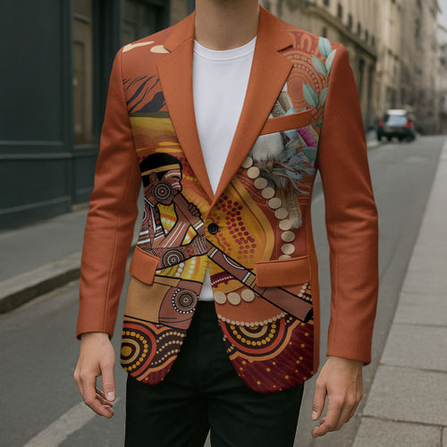 Australia Didgeridoo Blazer Aussie Kookaburra Indigenous Dot Art