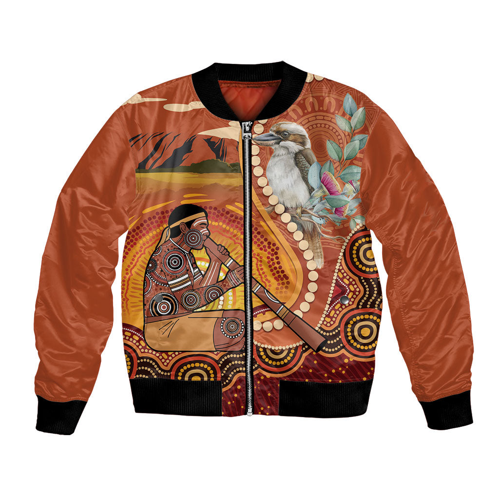 Australia Didgeridoo Bomber Jacket Aussie Kookaburra Indigenous Dot Art