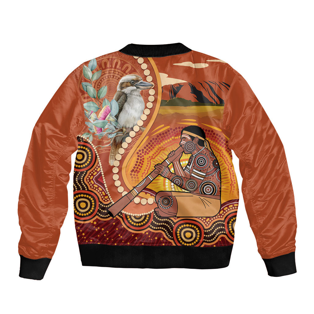 Australia Didgeridoo Bomber Jacket Aussie Kookaburra Indigenous Dot Art