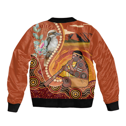 Australia Didgeridoo Bomber Jacket Aussie Kookaburra Indigenous Dot Art