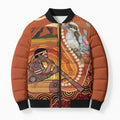 Australia Didgeridoo Bomber Puffer Jacket Aussie Kookaburra Indigenous Dot Art
