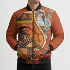 Australia Didgeridoo Bomber Puffer Jacket Aussie Kookaburra Indigenous Dot Art